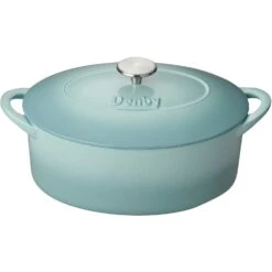 Denby Pavilion Gusseisentopf Oval Ø28 Cm, Hellblau