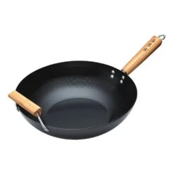 Kitchen Craft Oriental Wok Holzgriff, Carbon Stahl, 350mm