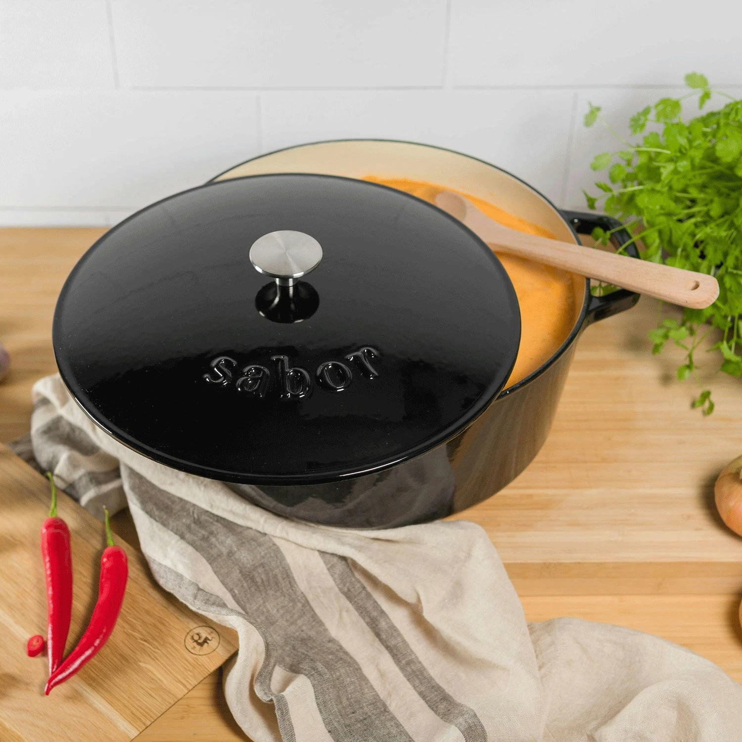 Gusseisentopf 9,5 L, Schwarz – Bild 3