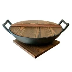 Satake Nabe Wokpfanne Mit Holz- Und Glasdeckel Ø36 Cm/6 L