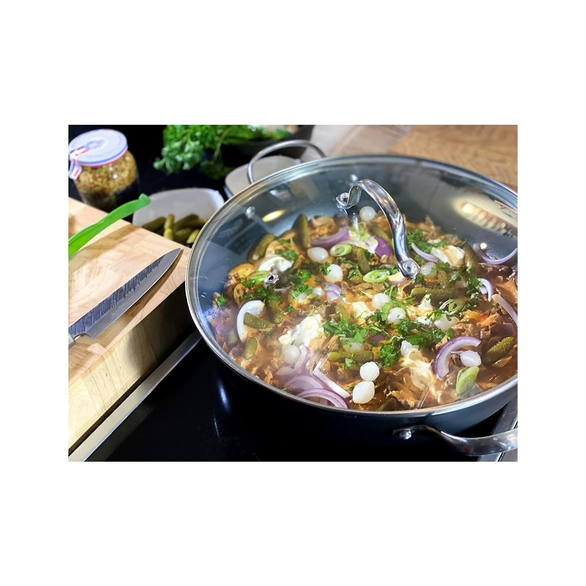 Satake Sauteuse Leicht Gusseisen Mit Honeycomb Antihaftbeschichtung Ø30 Cm – Bild 4