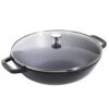 Staub Small Wok In Cast Iron With Glass Lid, Black